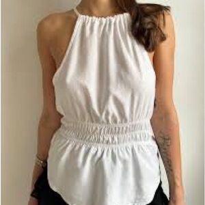 bella dahl Smocked Waist Halter Top white size S